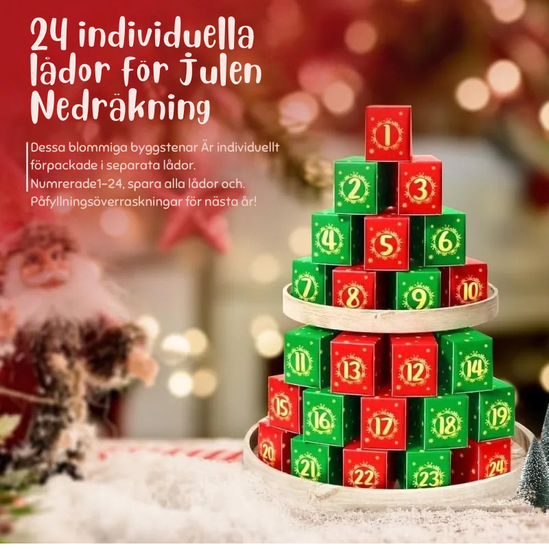 Julbukett Byggbox™ | Blombukett Adventskalender Byggklossar | Julräknare Blind Box