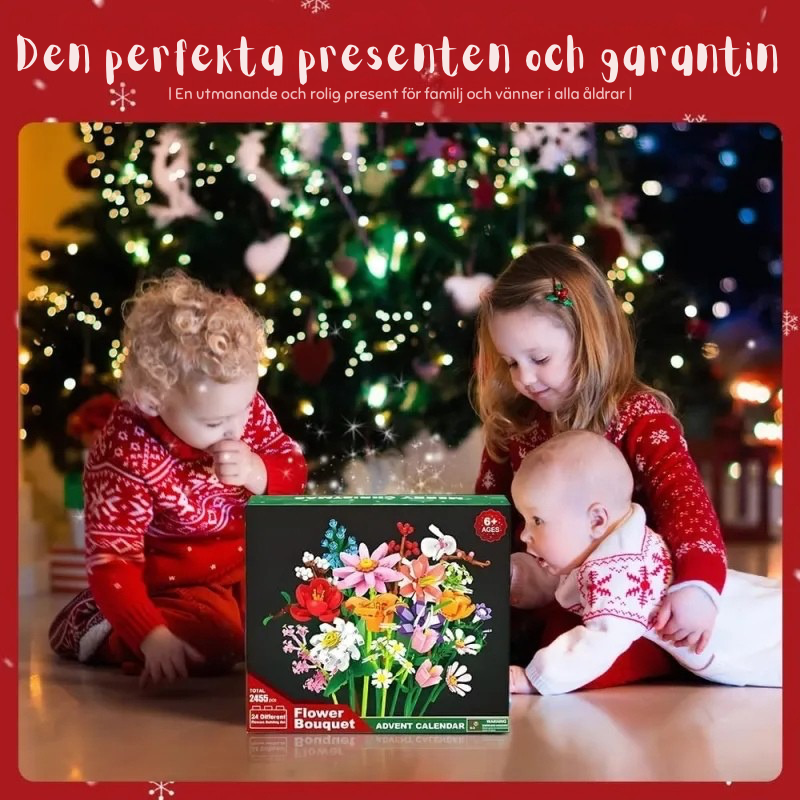 Julbukett Byggbox™ | Blombukett Adventskalender Byggklossar | Julräknare Blind Box