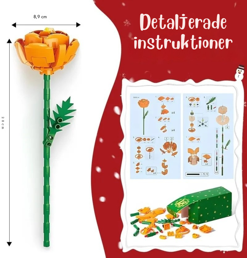 Julbukett Byggbox™ | Blombukett Adventskalender Byggklossar | Julräknare Blind Box