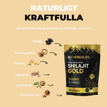 Urkraft Pro™ | 6 i 1 Shilajit Gummies | Naturlig kraft för kropp och sinne | NordVea