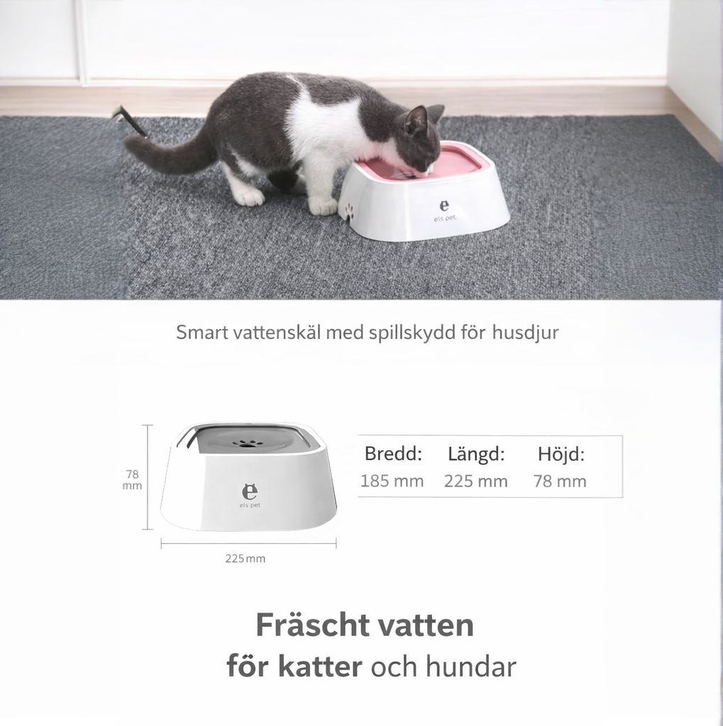 SlurpFri Pro™ — Smart vattenskål med spillskydd för husdjur